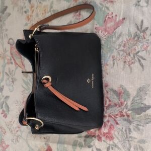 Nanette Lepore Black and Tan Shoulder Bag with Sleek Design